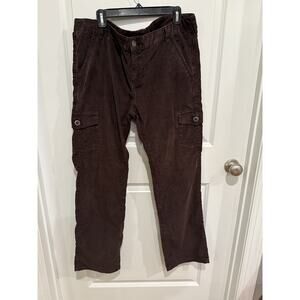 REI Corduroy Cargo Pants Women's 16 40x31 Brown Outdoor Camp Hiking *no button
